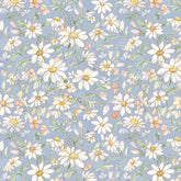 Clothworks Daisy Field - Packed Floral Light Denim (Sold By 1/2 Meter)